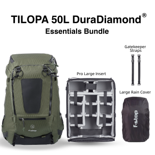 F-Stop Tilopa Bundle DuraDiamond - Tilopa Pack Green + Large Pro Camera Insert + Large Rain Cover + Gatekeeper Straps (m116 + m231 + m923-69+m816-80)