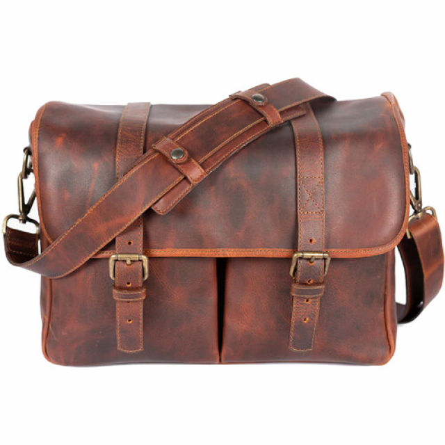Bronkey Bronkey Roma cognac leather large size messenger camera bag large