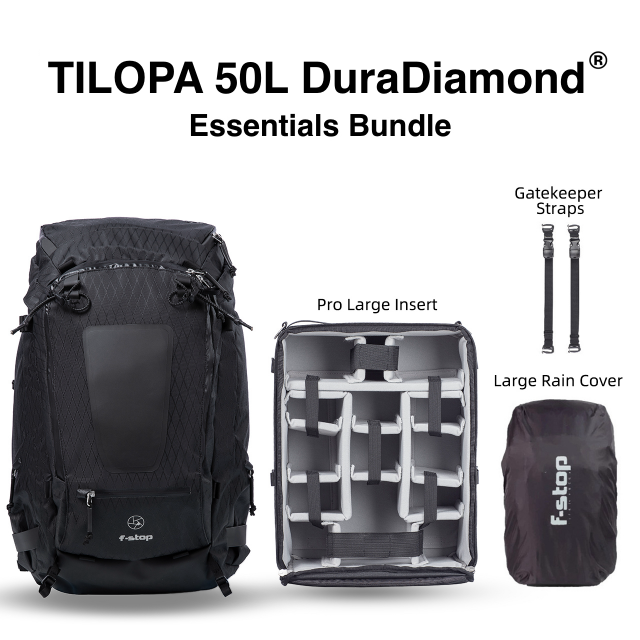 F-stop F-Stop Tilopa Bundle DuraDiamond - Tilopa Pack Black + Large Pro Camera Insert + Large Rain Cover + Gatekeeper Straps (m116 + m231 + m923-69+m816-80)