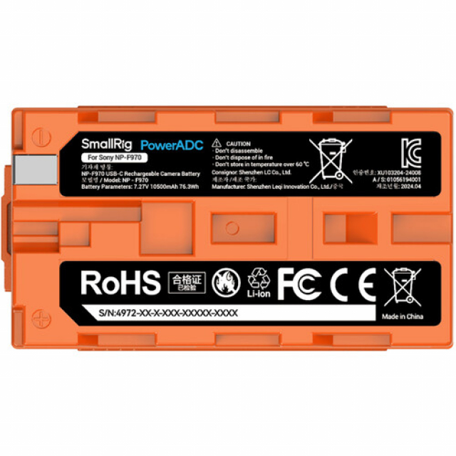Smallrig SmallRig NP-F970 USB-C Rechargeable Camera Battery (Orange) 4972