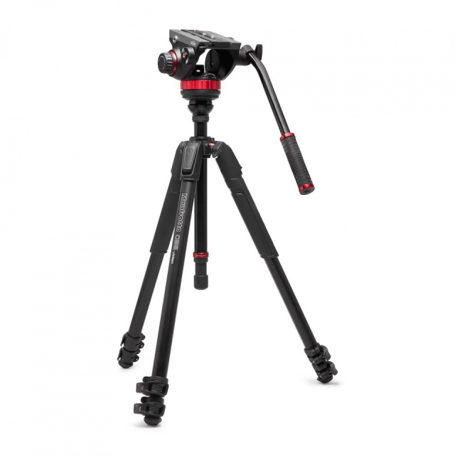 Manfrotto Kit Testa Fluida 502 + 055 video in Allum. Col. Livellante 3 Sez.