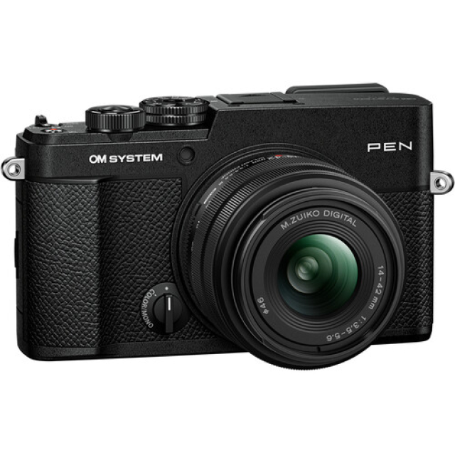 Om system olympus OM SYSTEM PEN Mirrorless Camera with 14-42mm III Lens (Black)