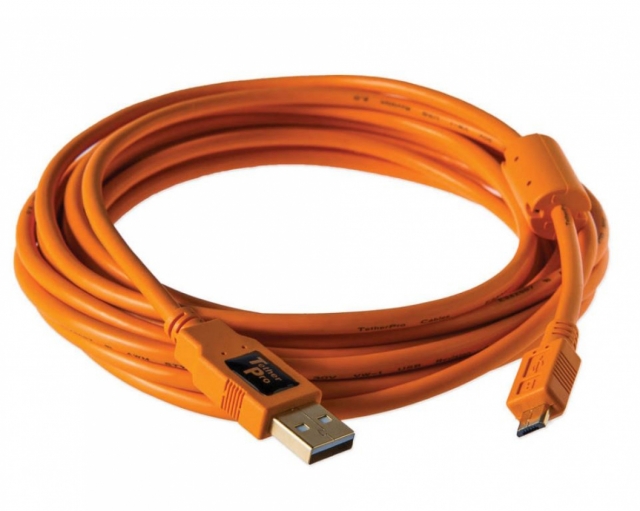 Tether tools Tether Tools - TetherPro USB 2.0 A Male to Micro-B 5-pin 15'  (4.6m) - Orange