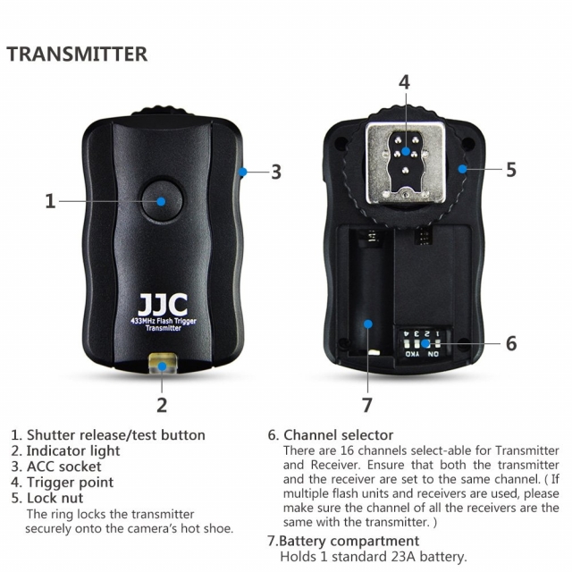 Jjc Déclencheur sans fil JJC avec 1 récepteur