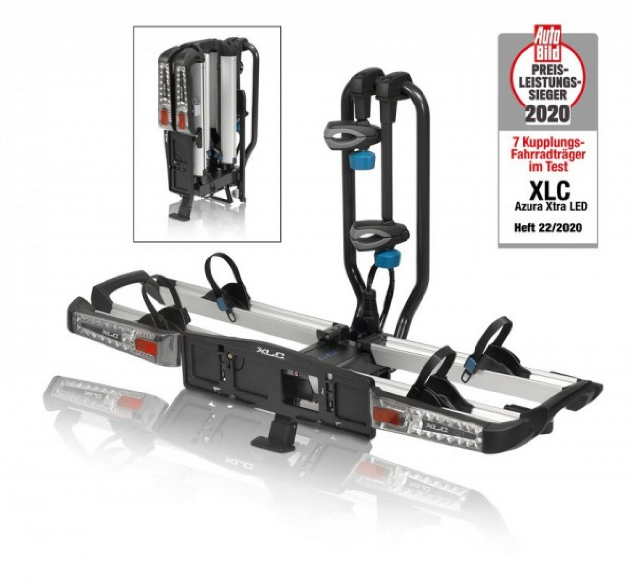 XLC XLC Porte-vélos Azura Xtra LED VC-C05 crochet pliant, pour 2 vélos électriques