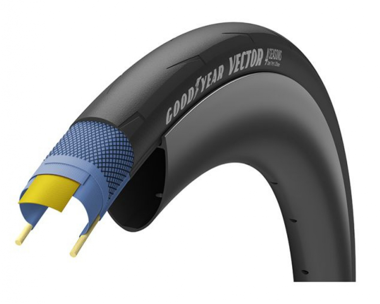 Good year Goodyear Copertura 700x25 VECTOR 4Seasons Tube Type 25-622 120TPI Dynamic Silica4 250 gr Nero