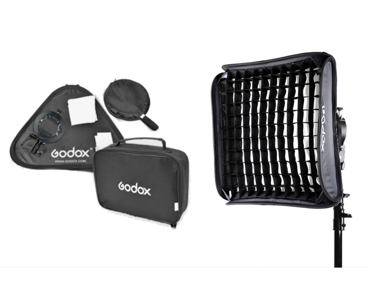 Godox Godox S2 - Support Speedlite avec Soft Box 60x60 avec grille