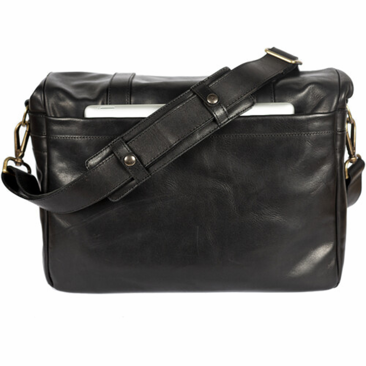 Bronkey Bronkey Roma black leather large size messenger camera bag large
