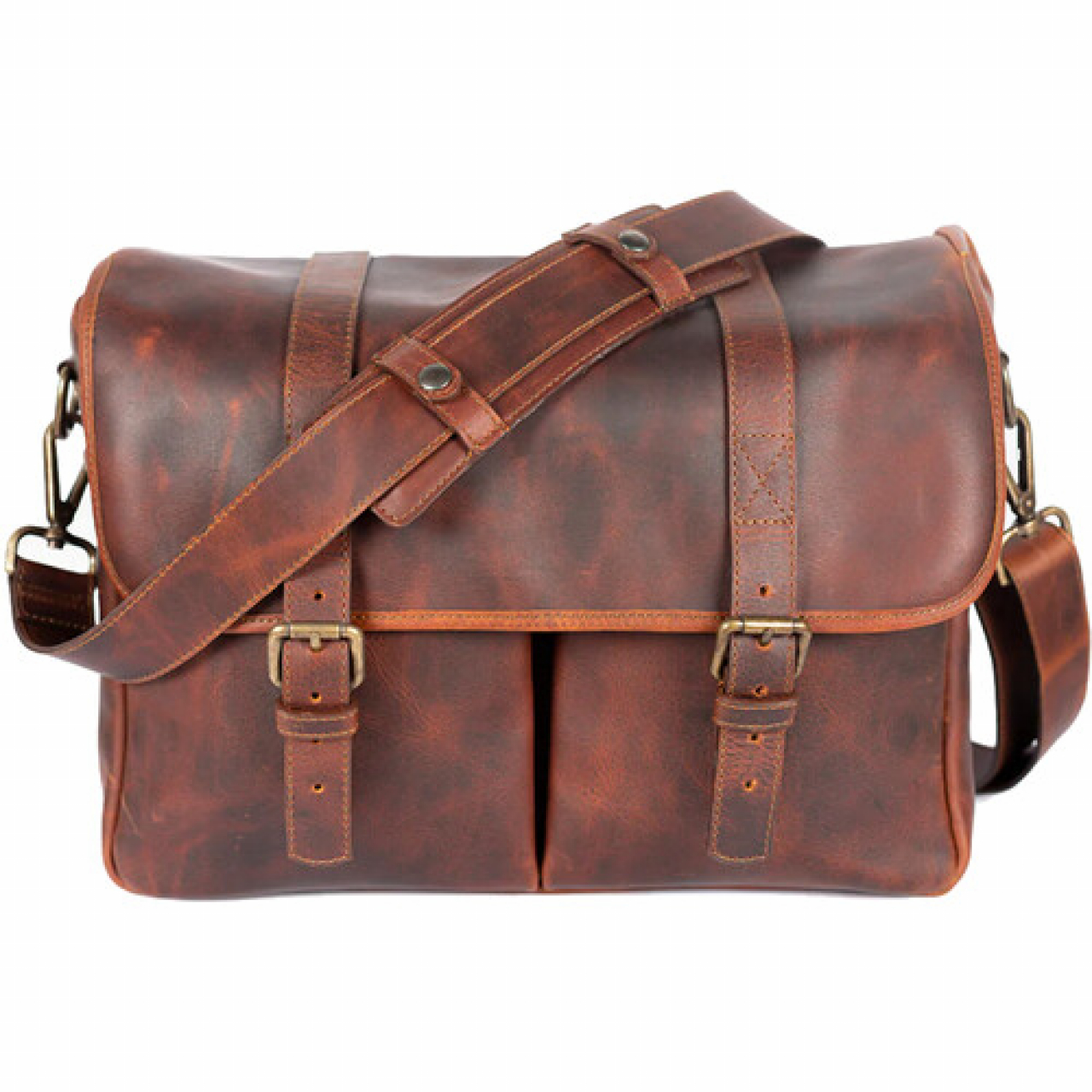 Bronkey Bronkey Roma cognac leather large size messenger camera bag large