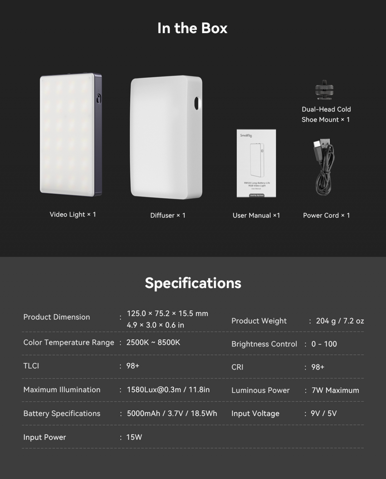 Smallrig SmallRig RM120 Long-Battery-Life
RGB Video Light 3808