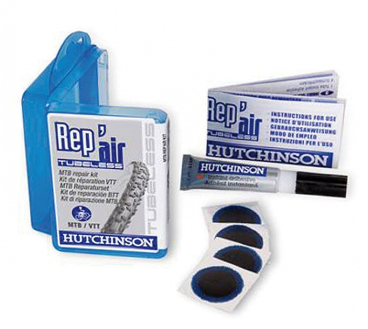Hutchinson Hutchinson set riparazione Tubeless, 4 toppe + 1 tubetto supercolla