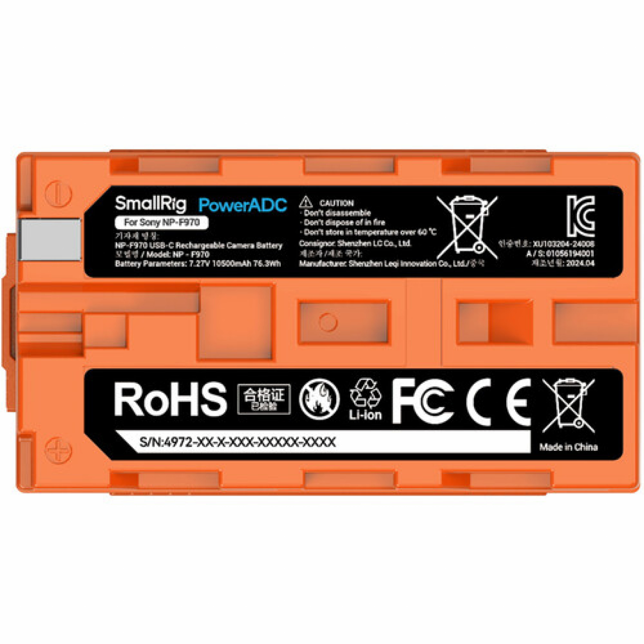 Smallrig SmallRig NP-F970 USB-C Rechargeable Camera Battery (Orange) 4972