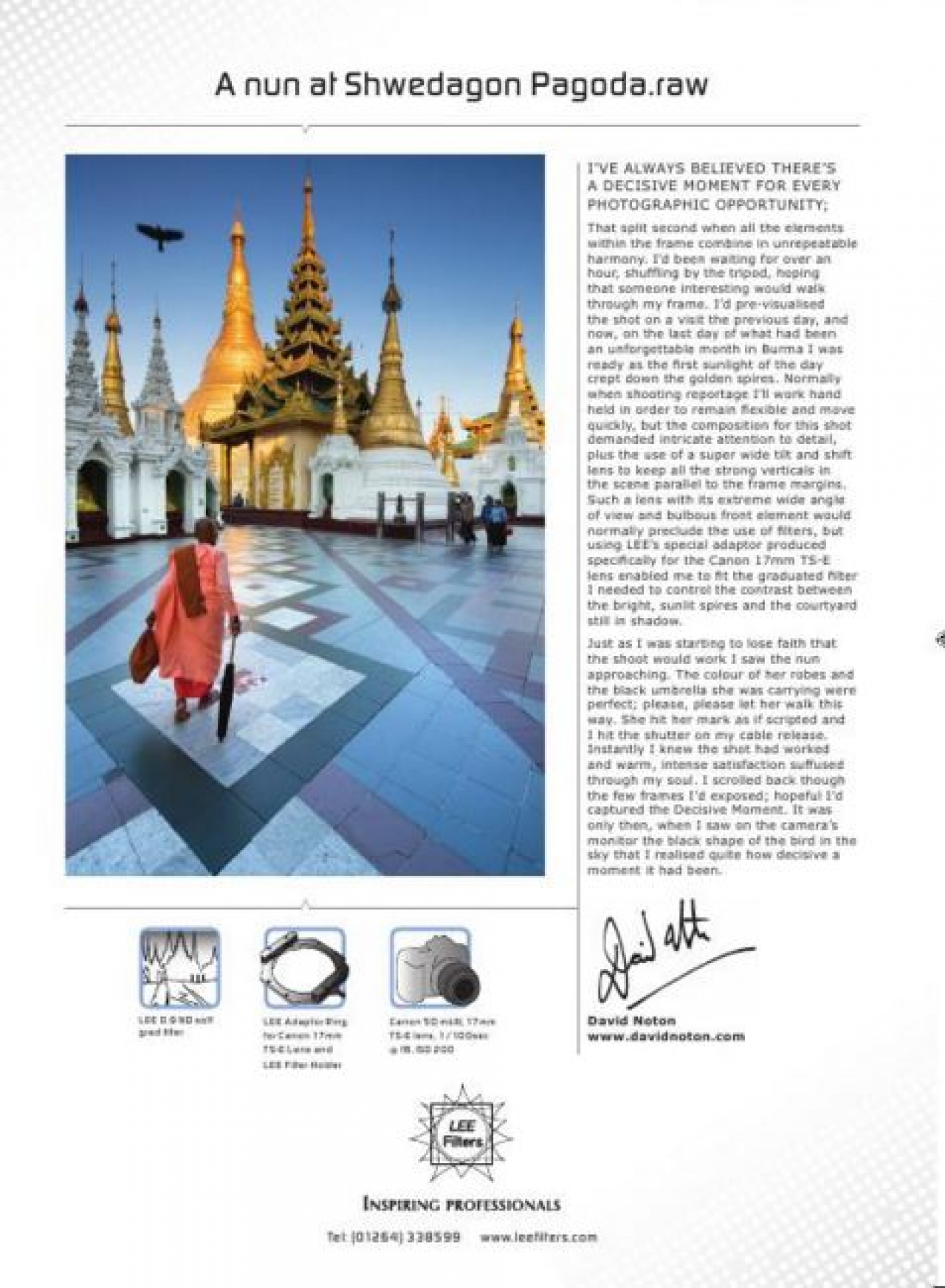 Lee filters Filtres LEE - 100mm - Adaptateur pour objectif Canon TS-E 17mm