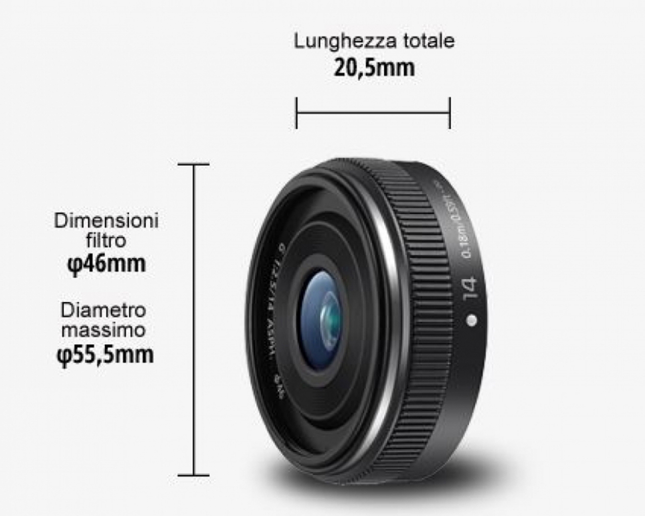 Panasonic lumix PANASONIC Ob. 14mm f/2,5 II Asp. Black Gar. Fowa 4 anni