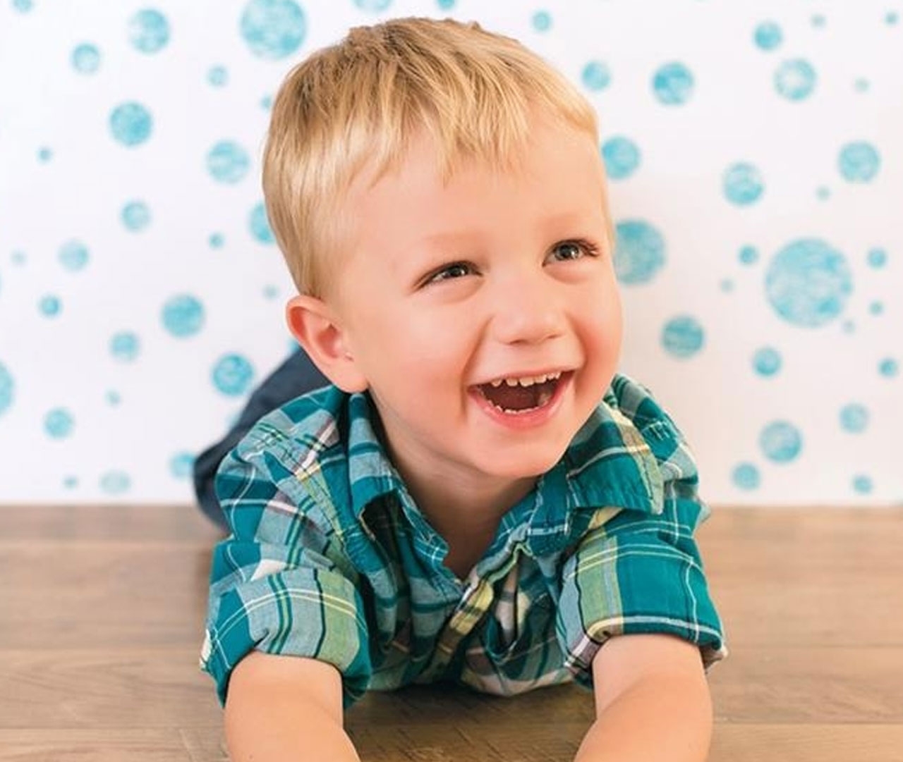 Fondali Fond en papier 1,21x3,6m - Aqua Blue Pois