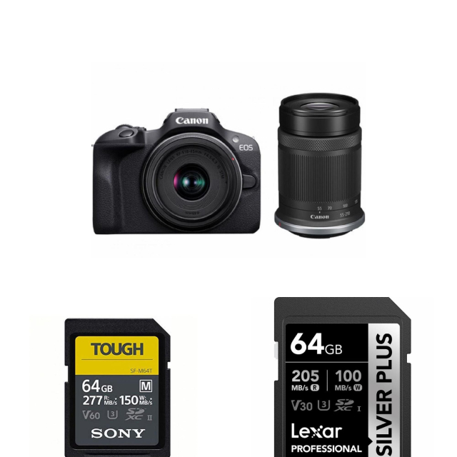 Canon Canon Eos R100 + RF-S 18-45mm f/4.5-6.3 IS STM + RF-S 55-210mm f/5-7.1 IS STM
